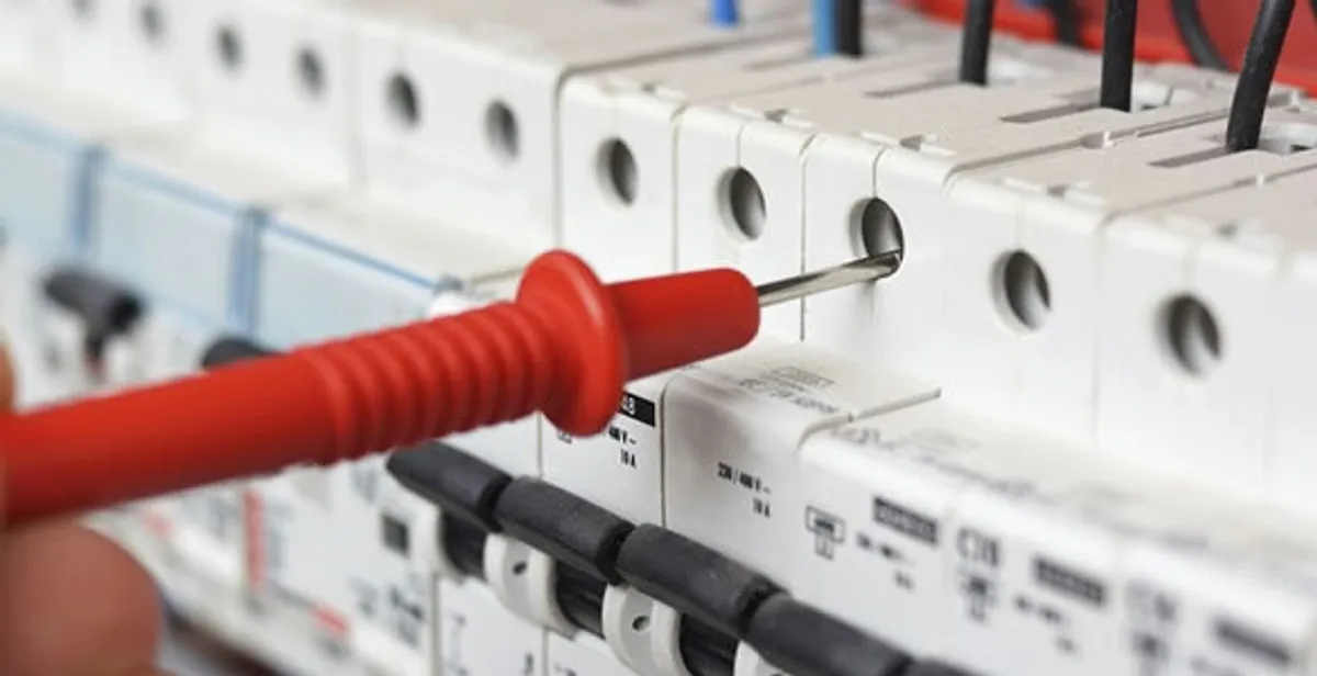 Electrical contractor testing circuit breakers during electrical repair in Signal Hill, CA